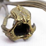 Art Nouveau brass flower candle holder