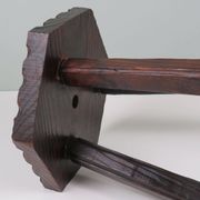Rustic Spanish handcrafted stool in solid wood, 20th century