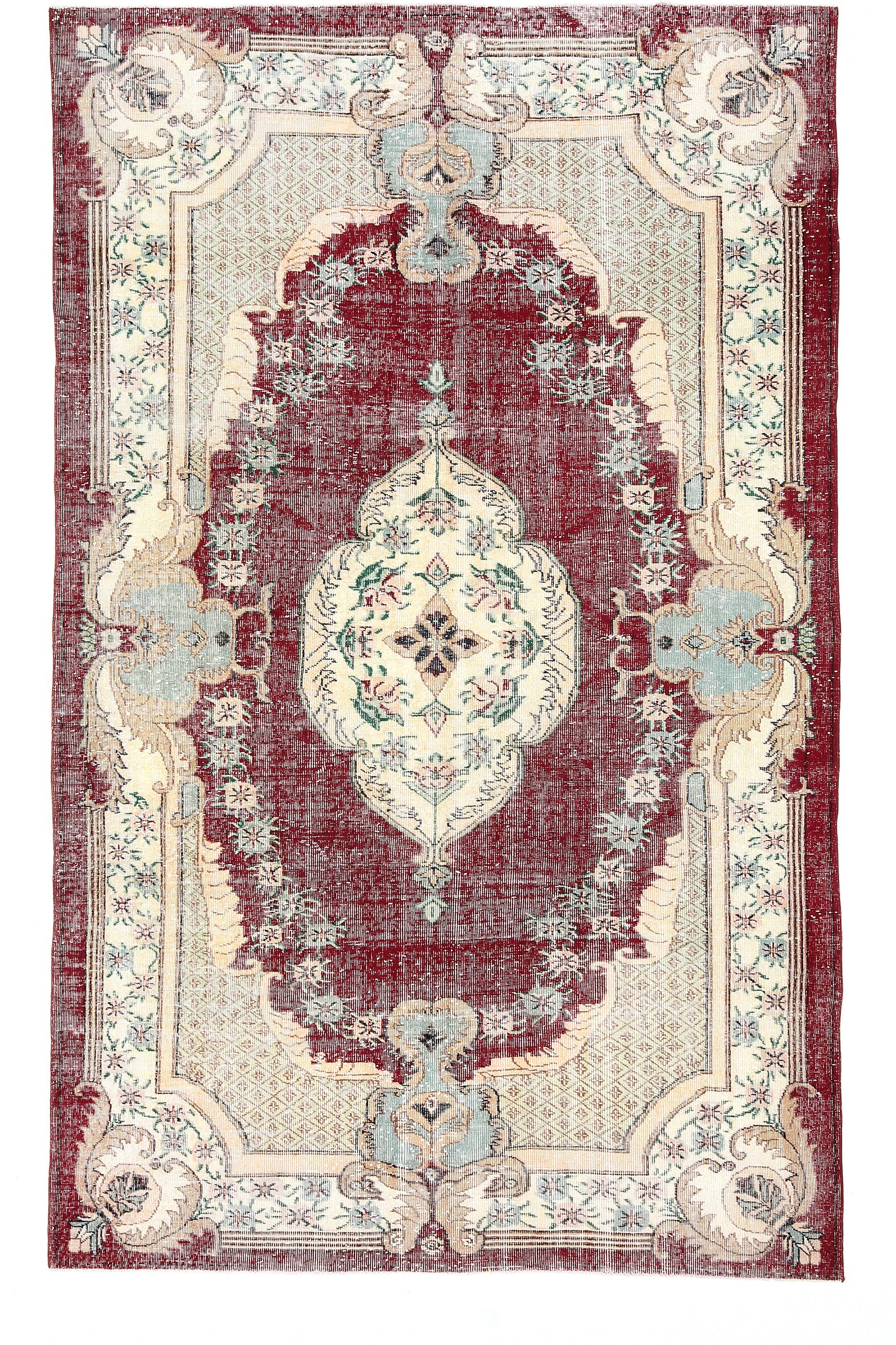 7x11 Wine Red & Beige Classic Persian Rug, 201x323 Cm