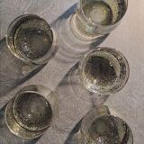 Set of 5 smoked bubble bottom glasses