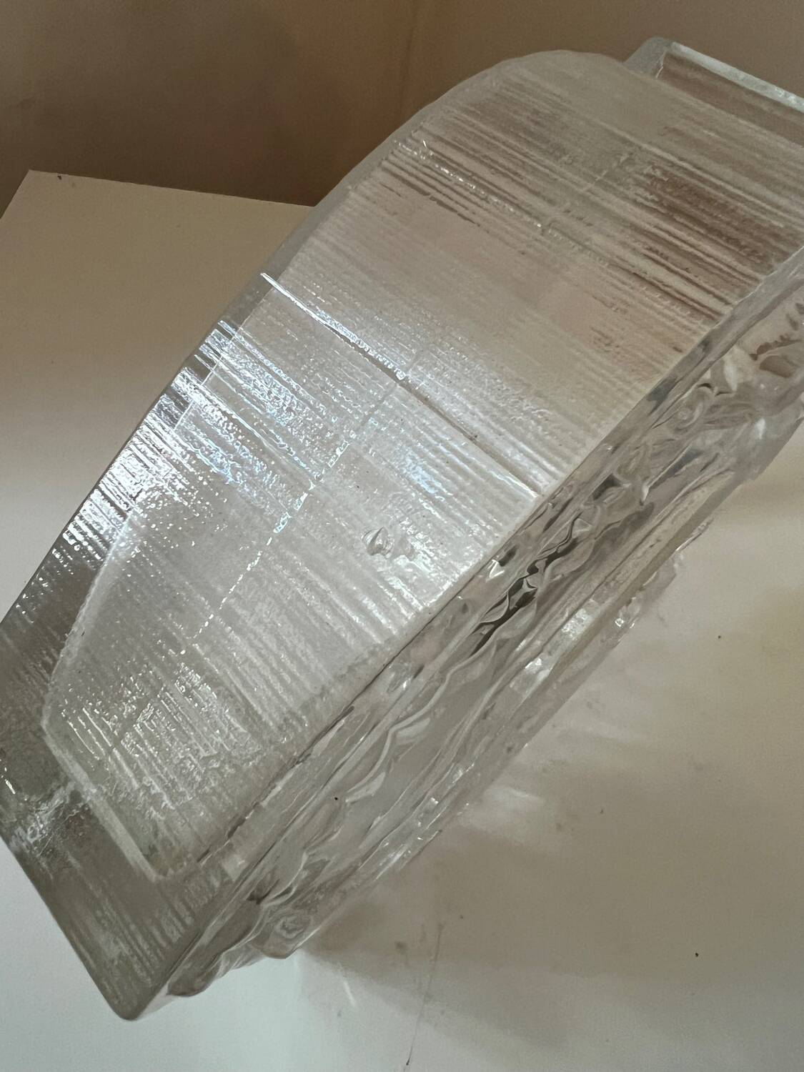 Moulded glass vase with Cubist portrait decoration, modern, 1970.