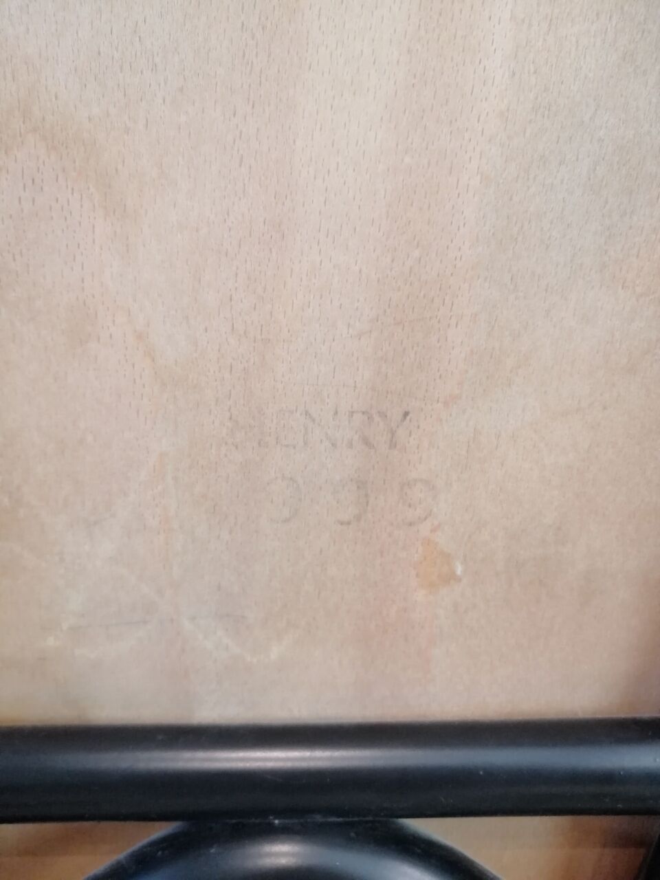 Series of 4 wooden and metal school chairs