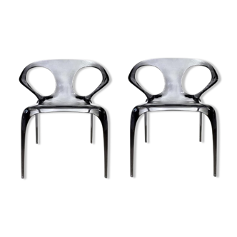 Pair of chairs "ava" bridge by Song Wen Zhong for roche bobois