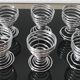 6 vintage chrome metal egg cups in spiral shape, 1970s