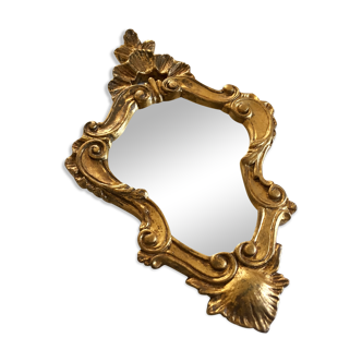 Mirror style rockery wood and gilded stucco 46x29cm