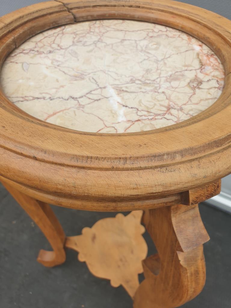 Sellette Art Nouveau Poirier and pink marble