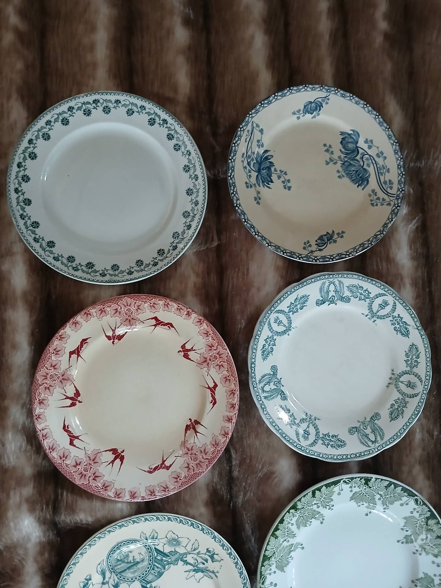 10 antique flat plates in ironstone