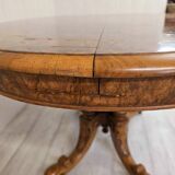 Napoleon III era pedestal table in burr walnut