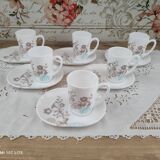 Set of 6 ARC FRANCE espresso coffee cups and undercups with location for sweets