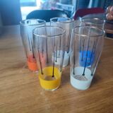 Set of 5 vintage screen-printed glasses