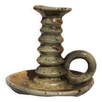 Stoneware candle holder signed Lucien Talbot