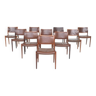Niels Otto Moller model 80 dining chairs in rosewood Denmark 1960
