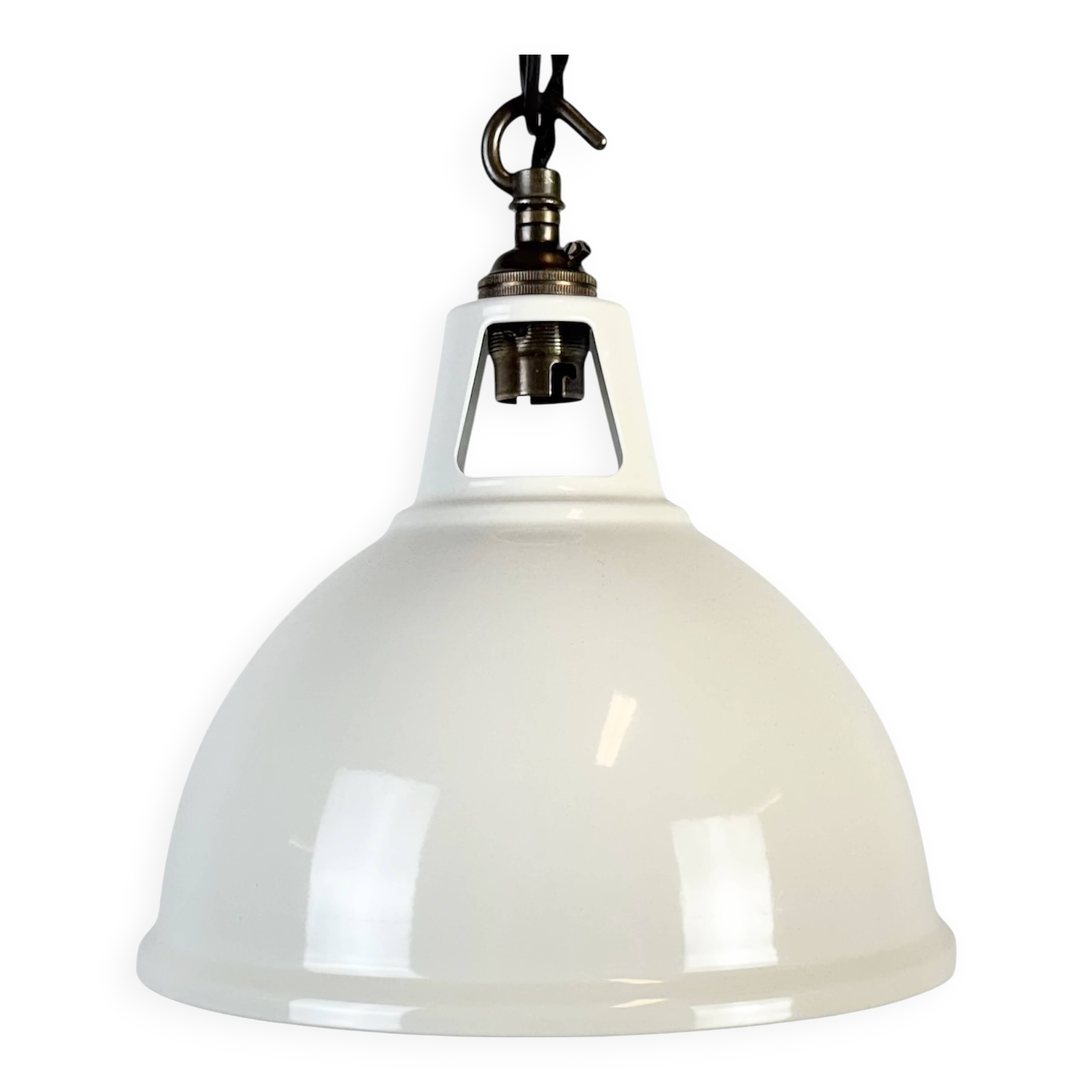 Vintage Industrial Beige Painted Pendant Lamp