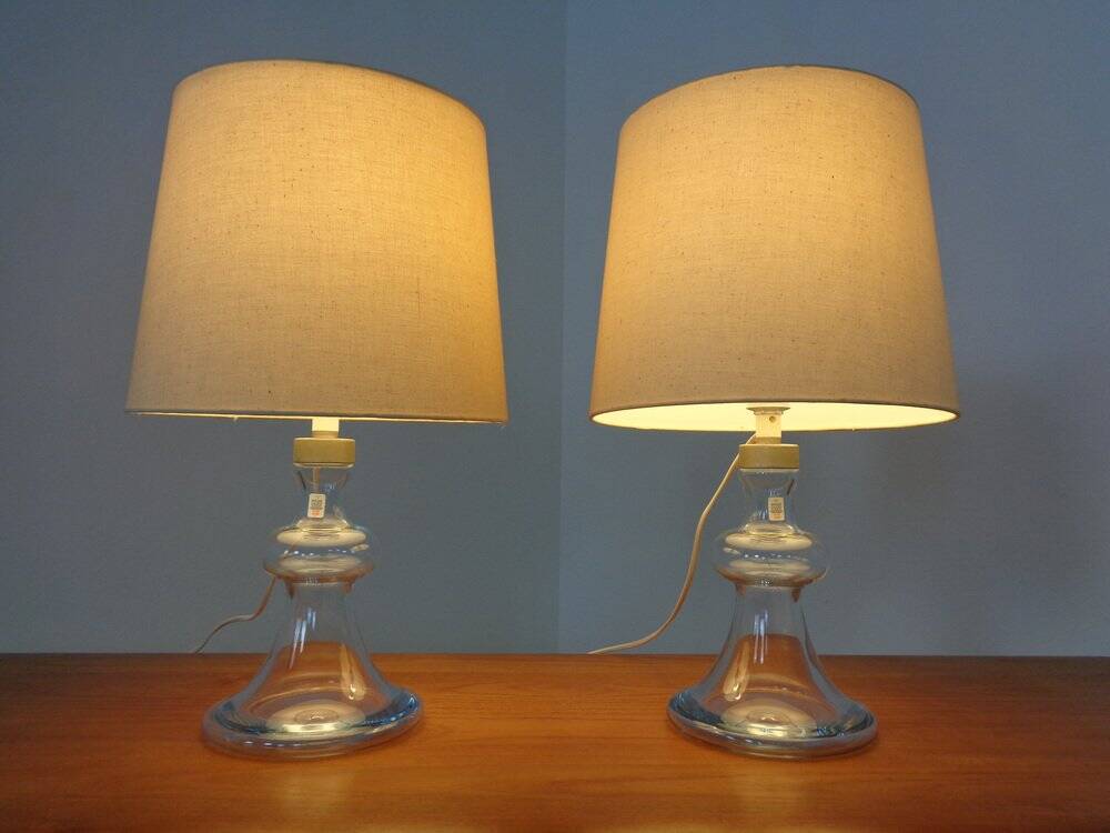 Glass table lamps by Michael Bang for Holmegaard, 1970s, set of 2.