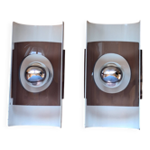 2 SPACE AGE wall lamp Futuristic design 1970 Reggiani Italy