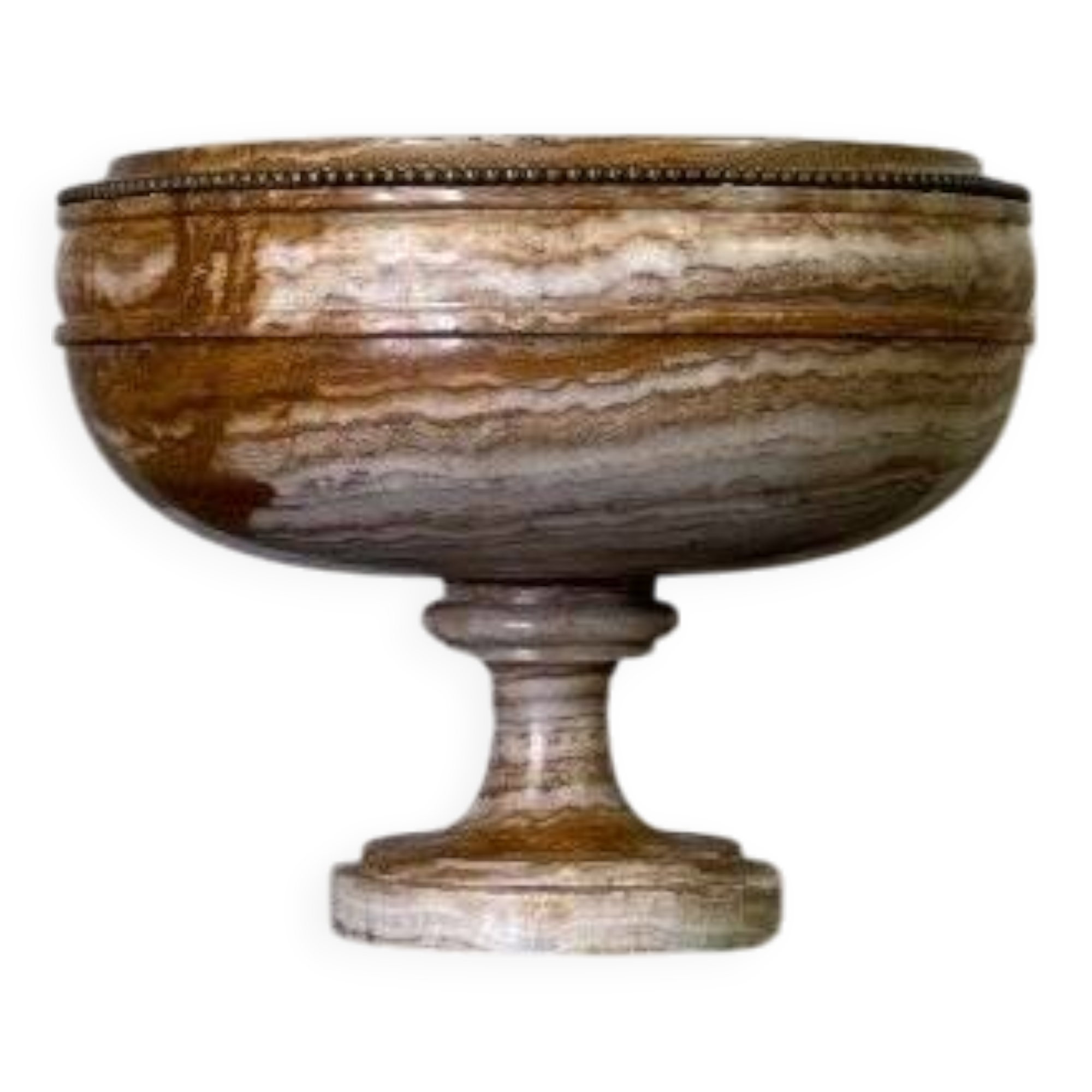 Deep onyx and bronze beaded bowl circa 1900