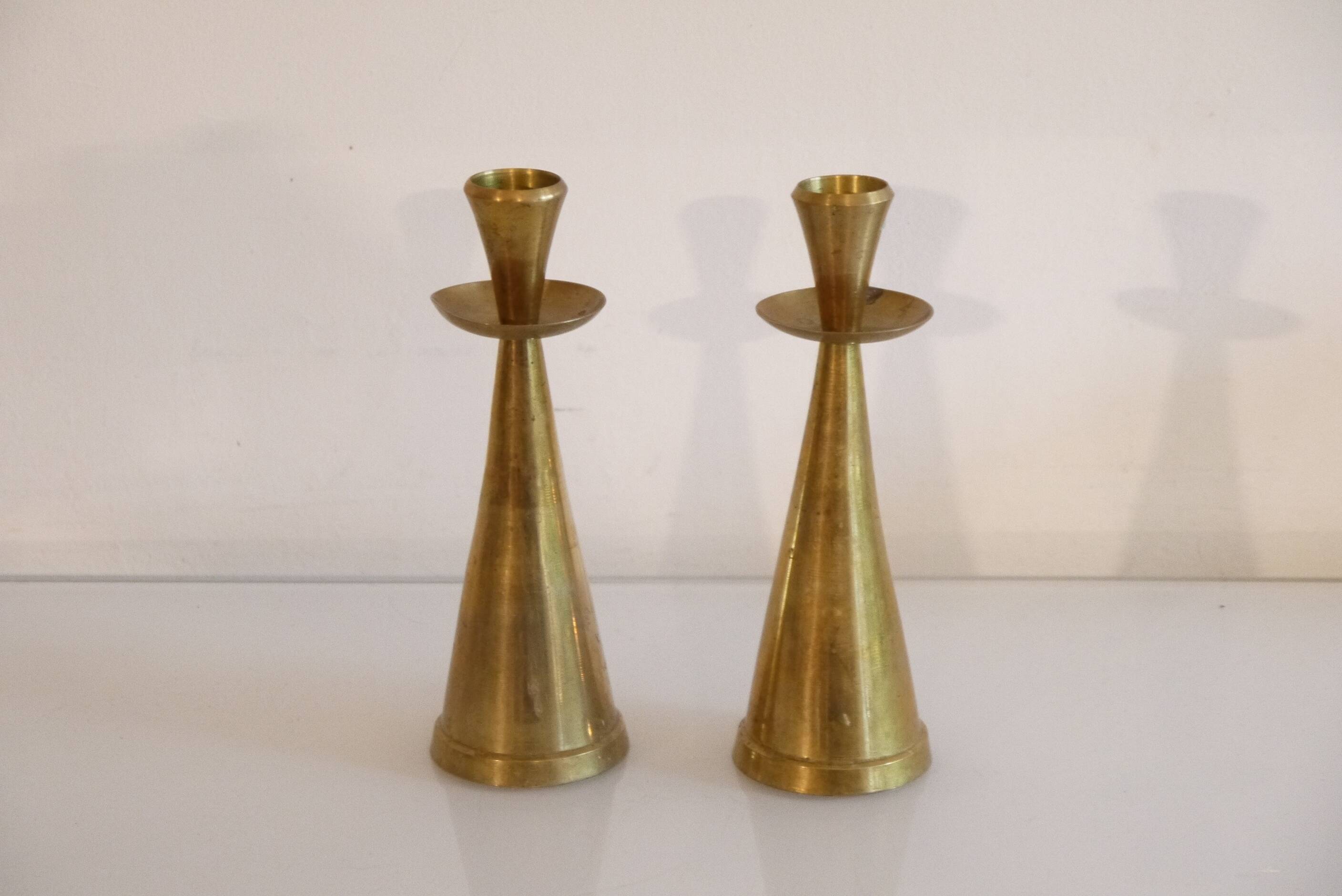 Bougeoirs danois en laiton 1970