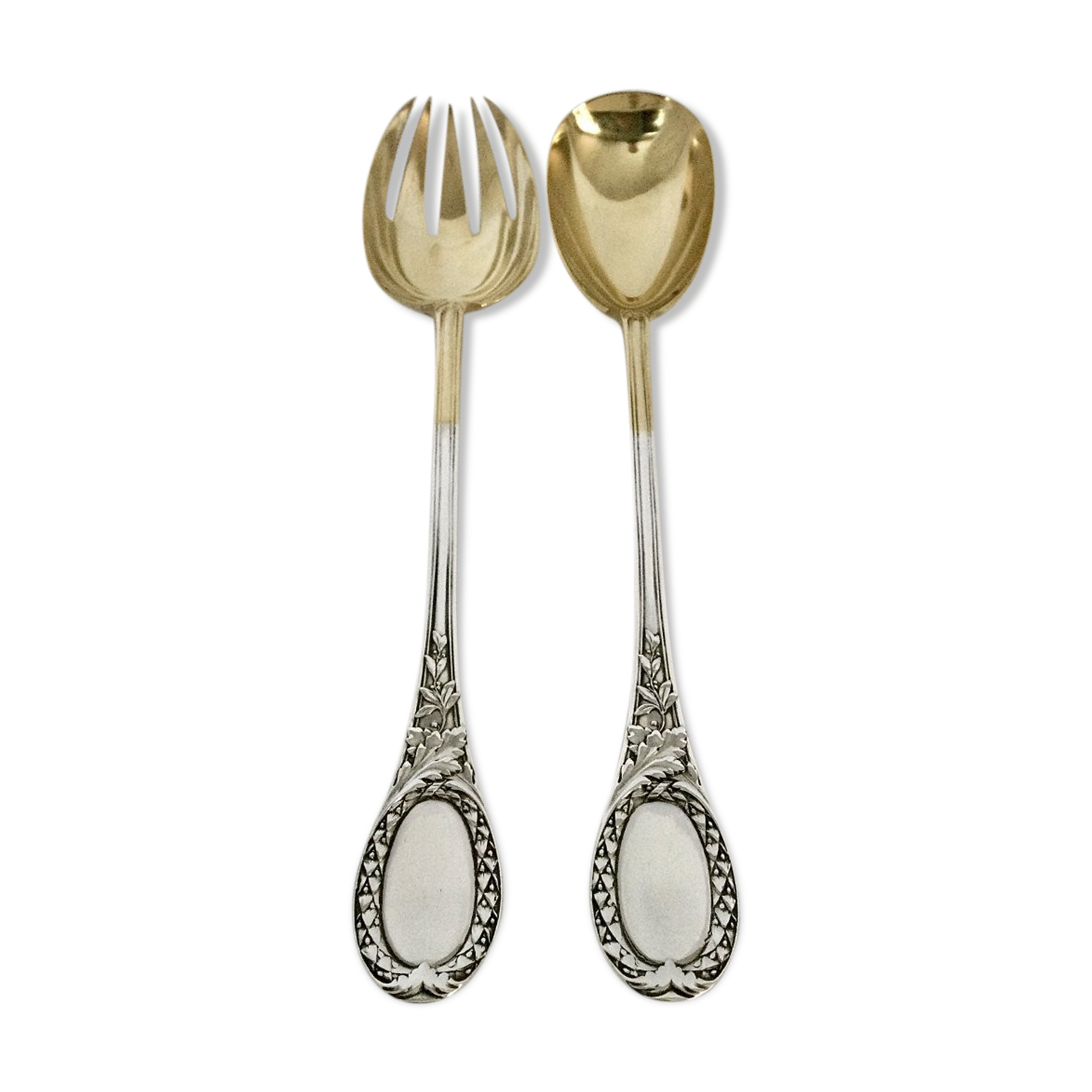Emile puiforcat - solid silver and vermeil salad cutlery