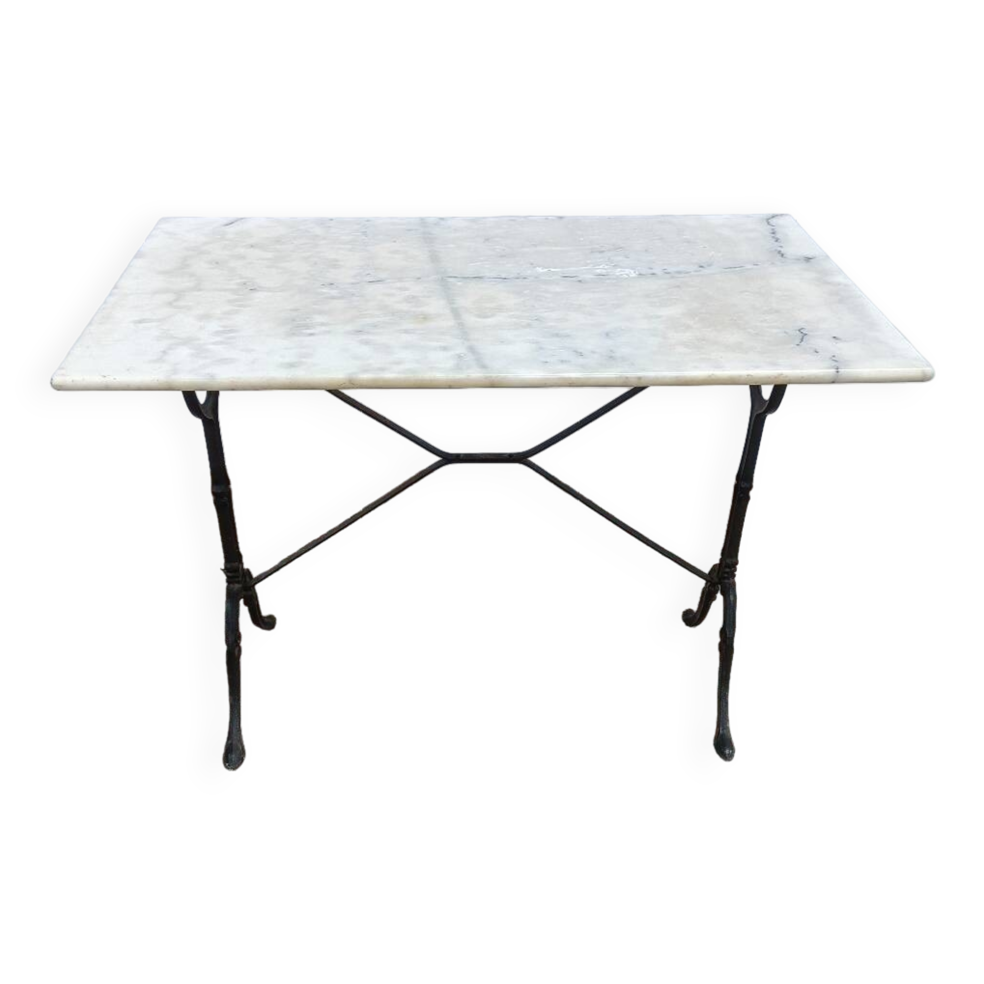 Bistro table with cast iron legs and marble top