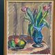 Original Swedish Oil on Canvas - 'Tulips' by Knut Lindström - Signed - Dated 1966 - Framed