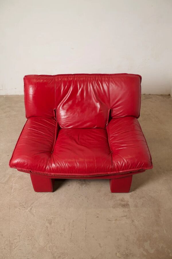 Fauteuil vintage cuir ''Ambassador'', Nicoletti Salotti, Italie, 1980