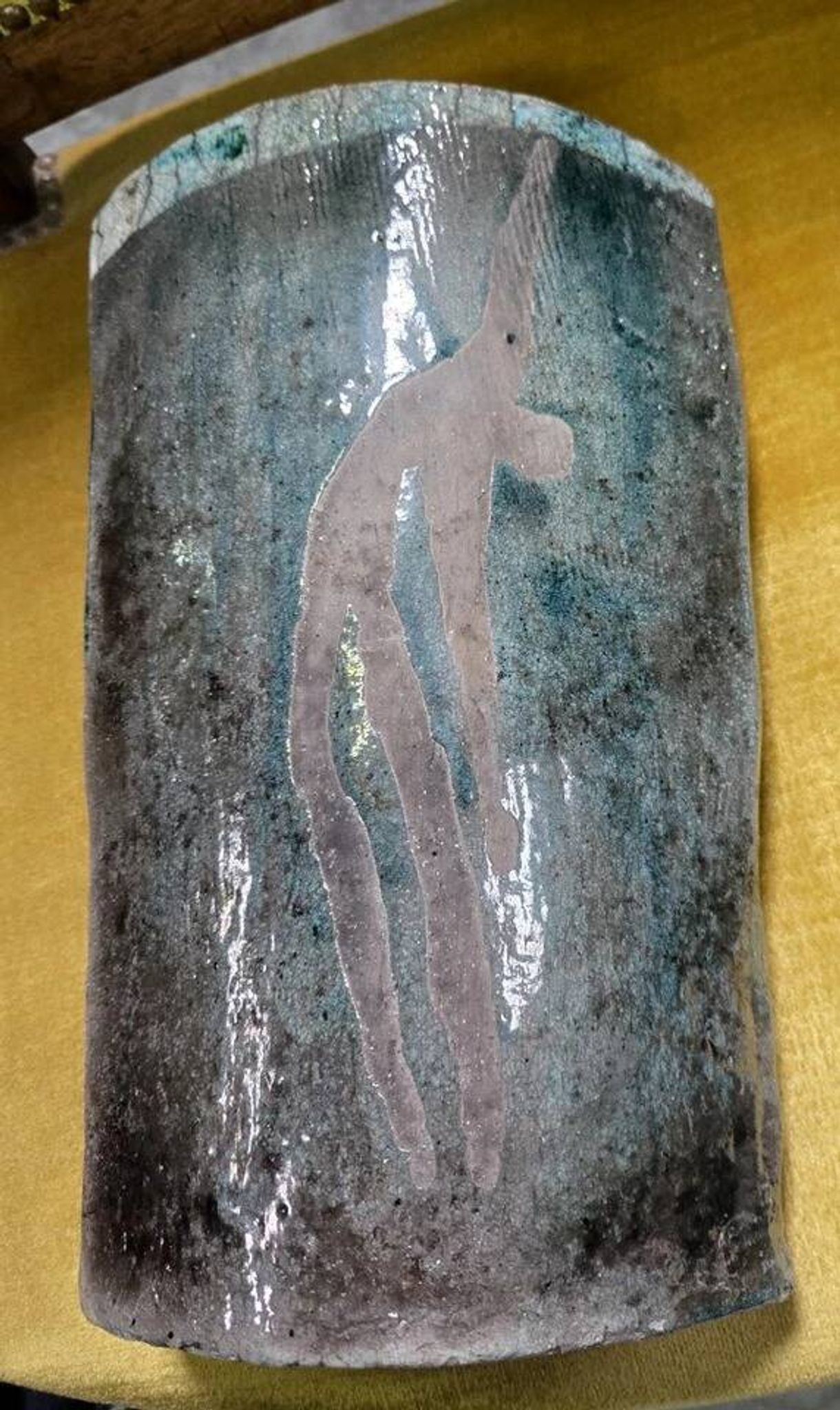 Large sculptural vase in glazed ceramic, artwork from around 1970.