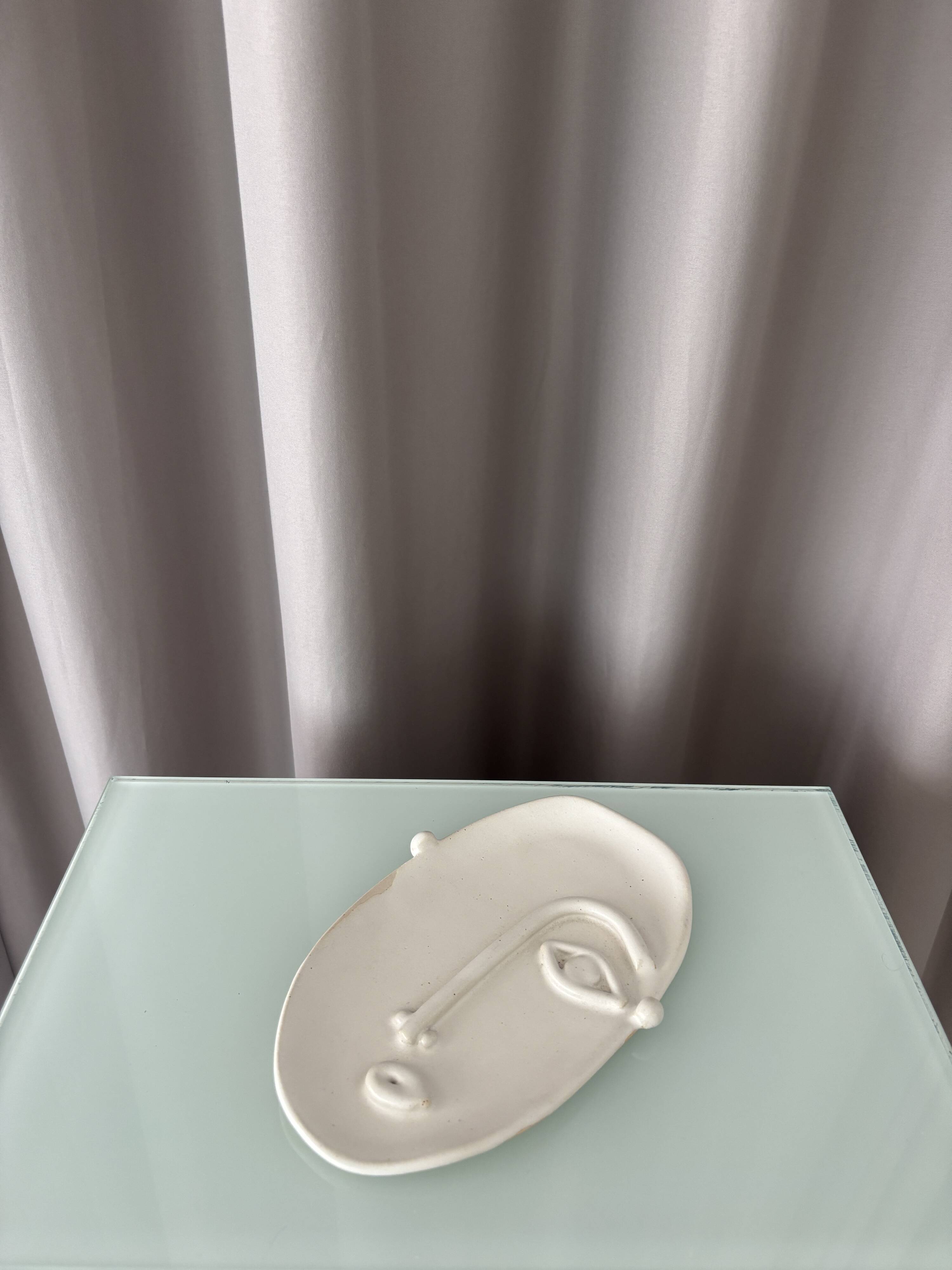 Contemporary Madriguera Workshop Face Tray | Handmade Stoneware Catchall |