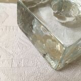 Set of 4 pressed glass ice cube candle holders