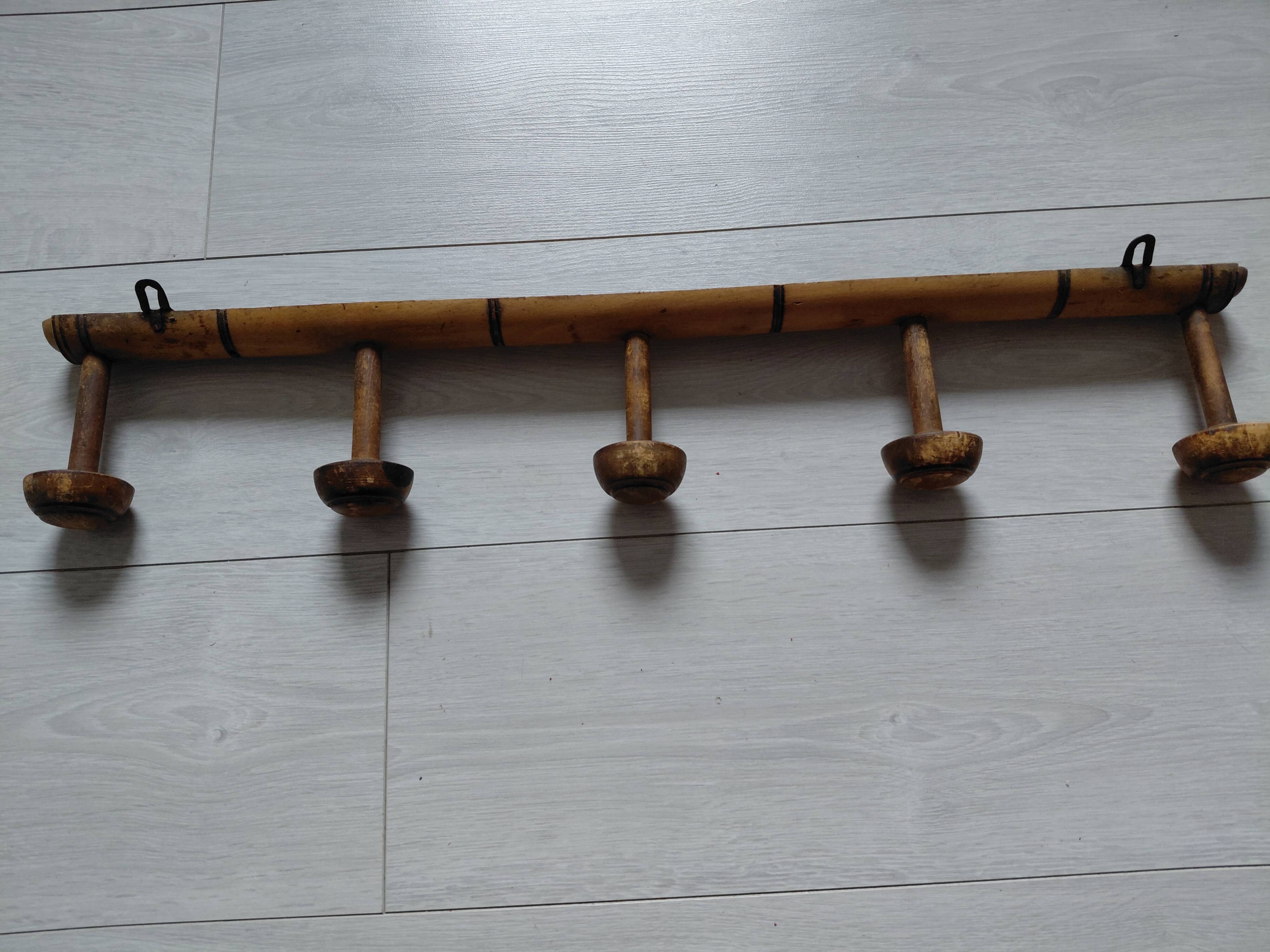 Wooden wall coat rack