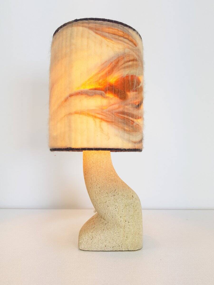 Arts & Crafts Style Brutalist Natural Stone Table Lamp, 1970s