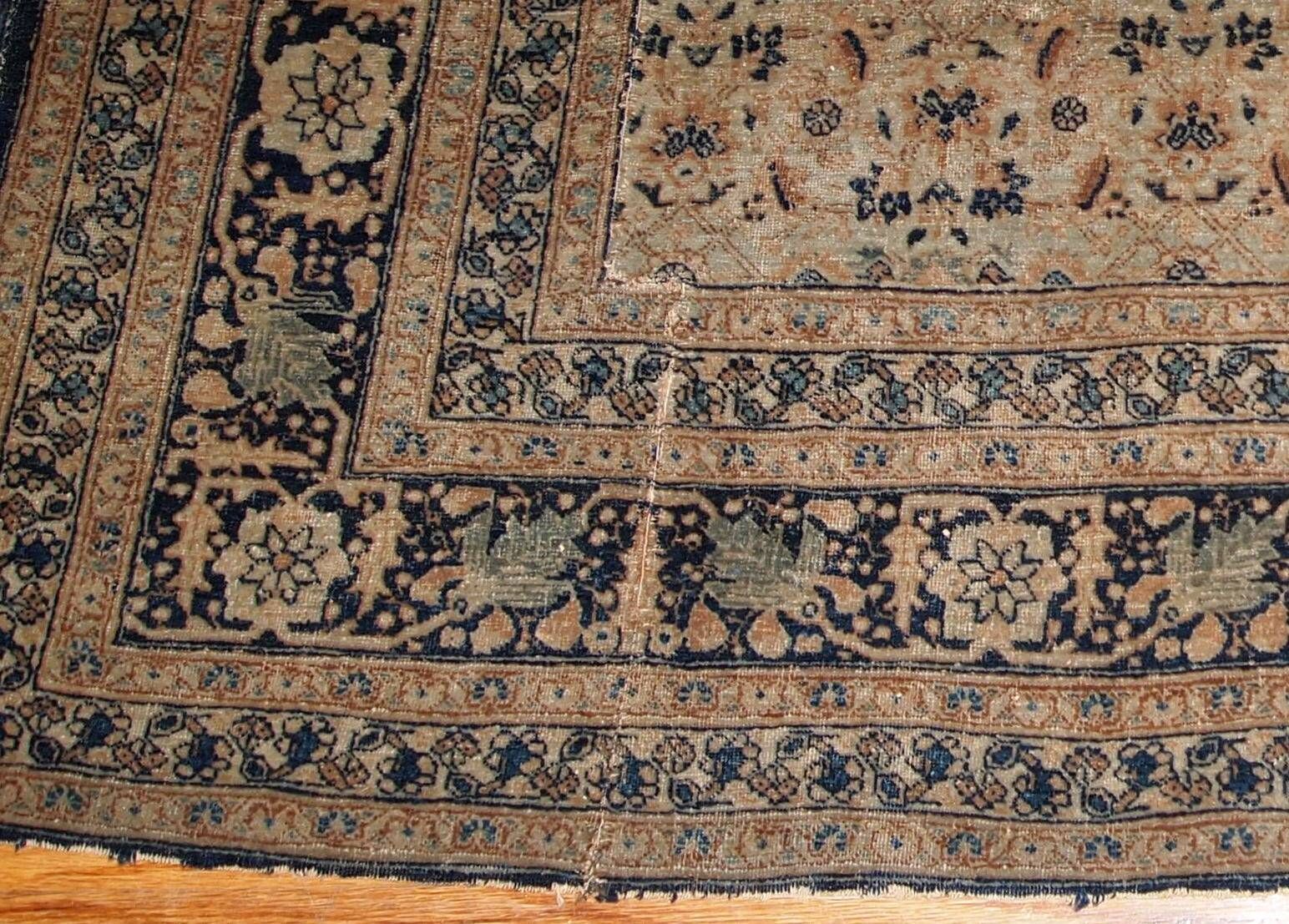 Handmade antique Persian Tabriz Hajalili rug 4.2' x 6.5' (128cm x 198cm) 1880s - 1B693