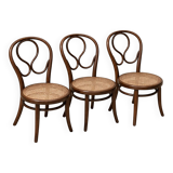 Set of three vintage bentwood bistro chairs – Cane seat – Mismatched