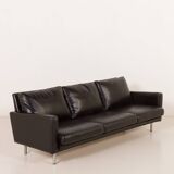 Herman Miller attr. to black leather mid century sofa
