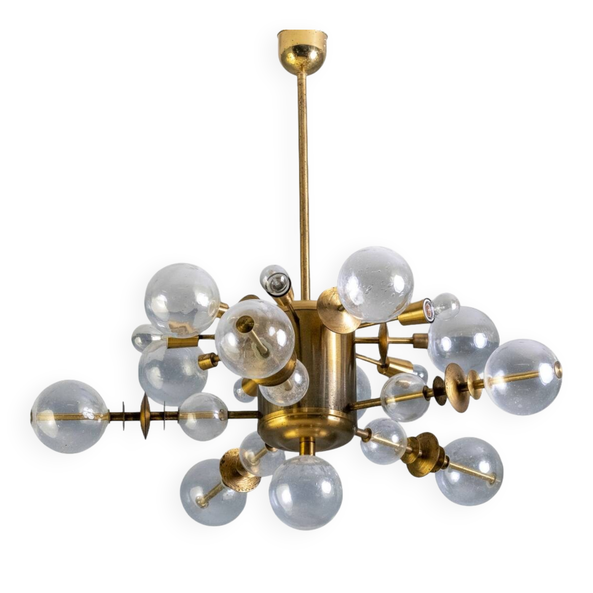 Space Age Brass Candlestick, 1970s, Czechoslovakia