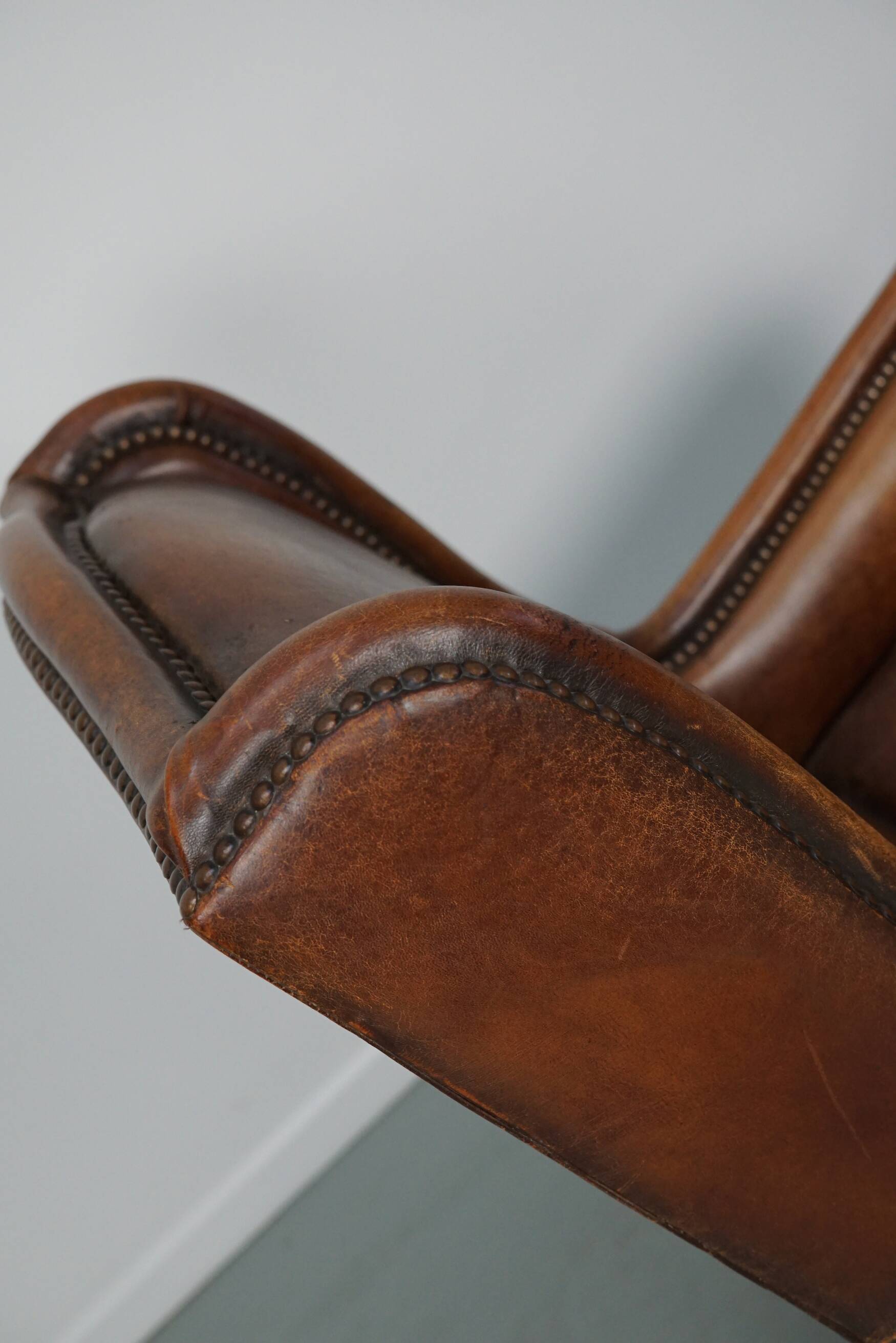 Vintage Dutch Club Chair in Cognac Leather
