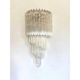 Set of Two Venetian "Quadriedro" Twist Murano Glass Wall Sconces