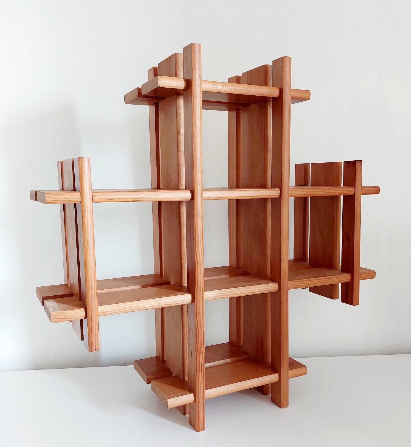 Vintage wooden cruciform shelf