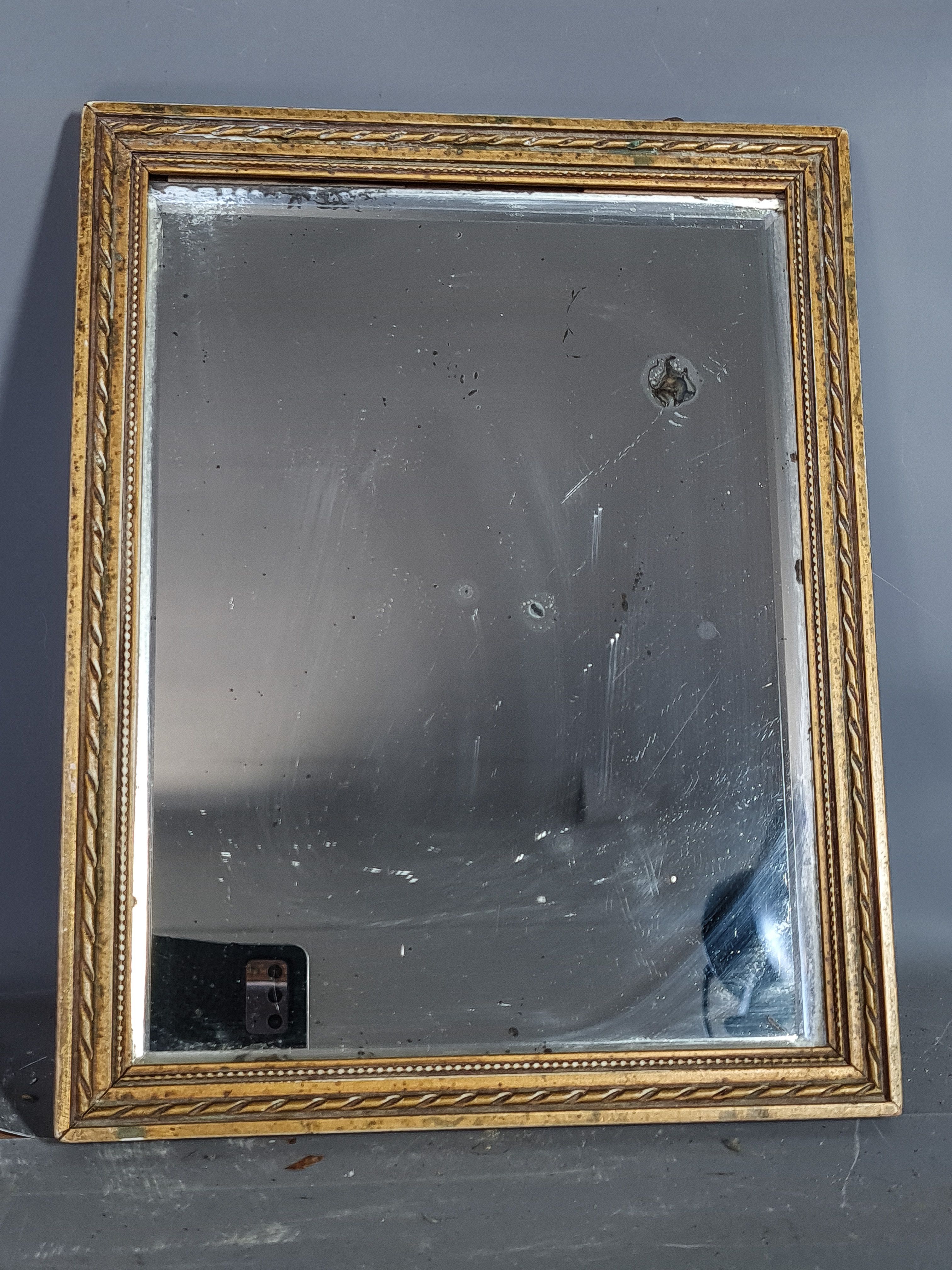 Old mirror style Louis XVI stucco wood, beveled ice 27x21 cm Good condition SB
