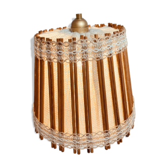 Vintage fabric and wood pendant light