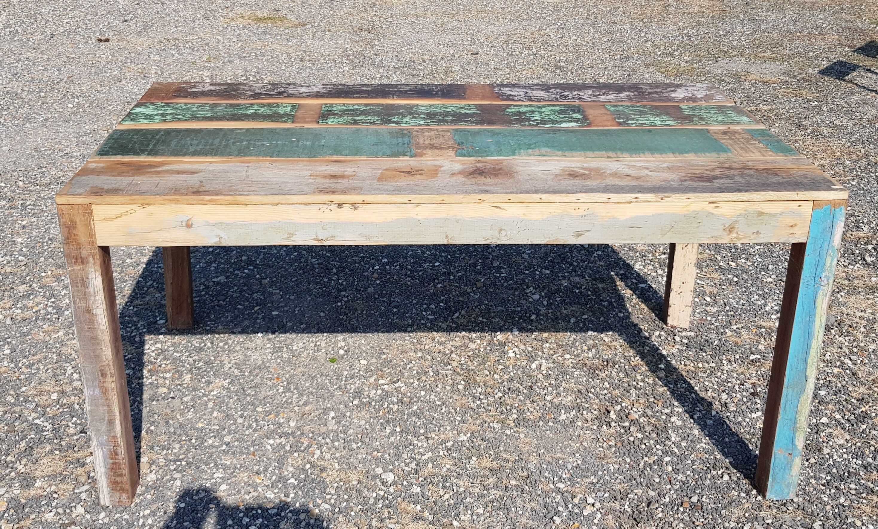 Table à manger rectangulaire en teck polychrome