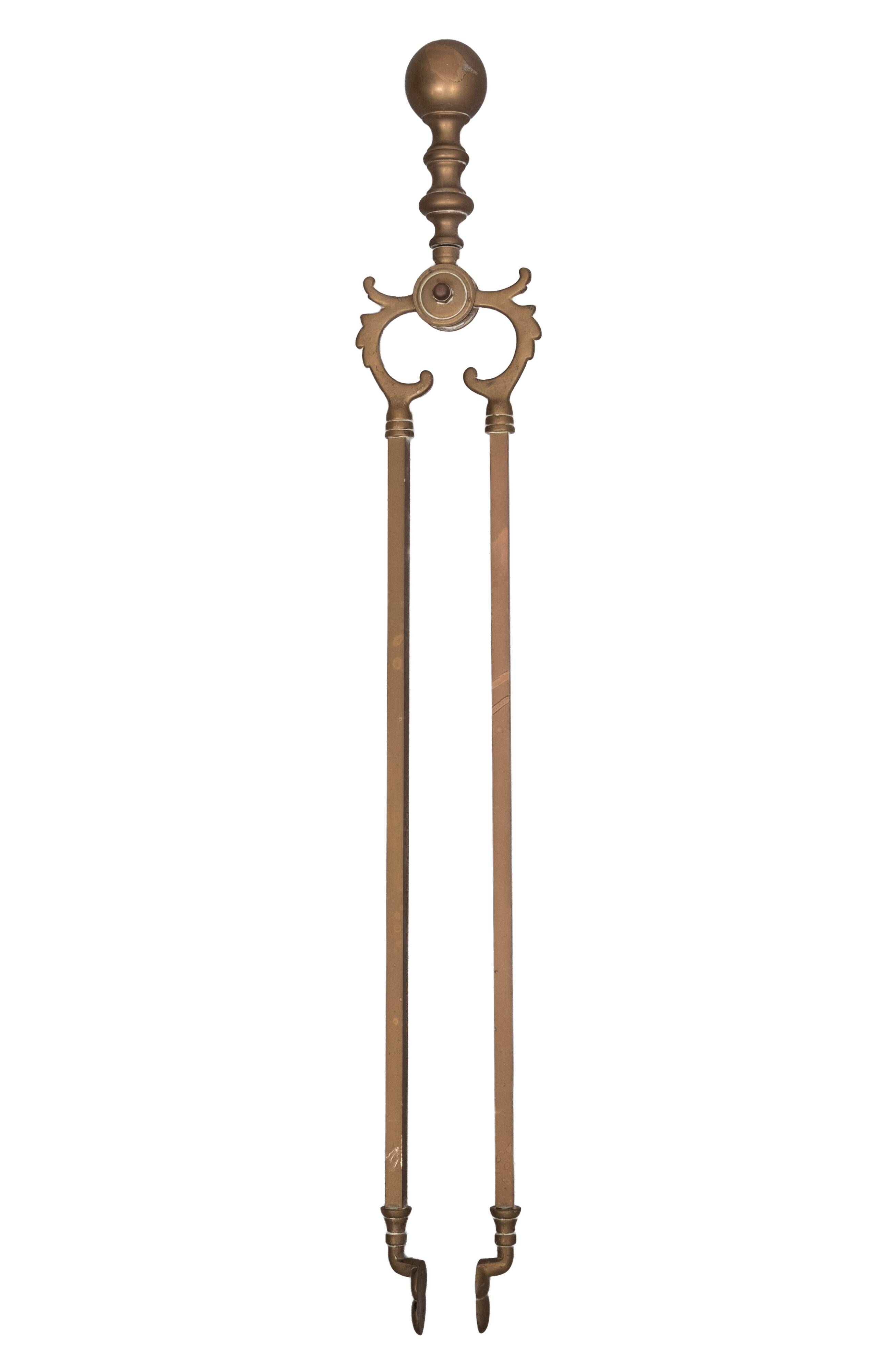 Antique Brass Fireplace Tools 19th Century