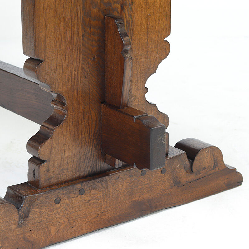 Rustic Oak Vintage Brutalist Dining Table