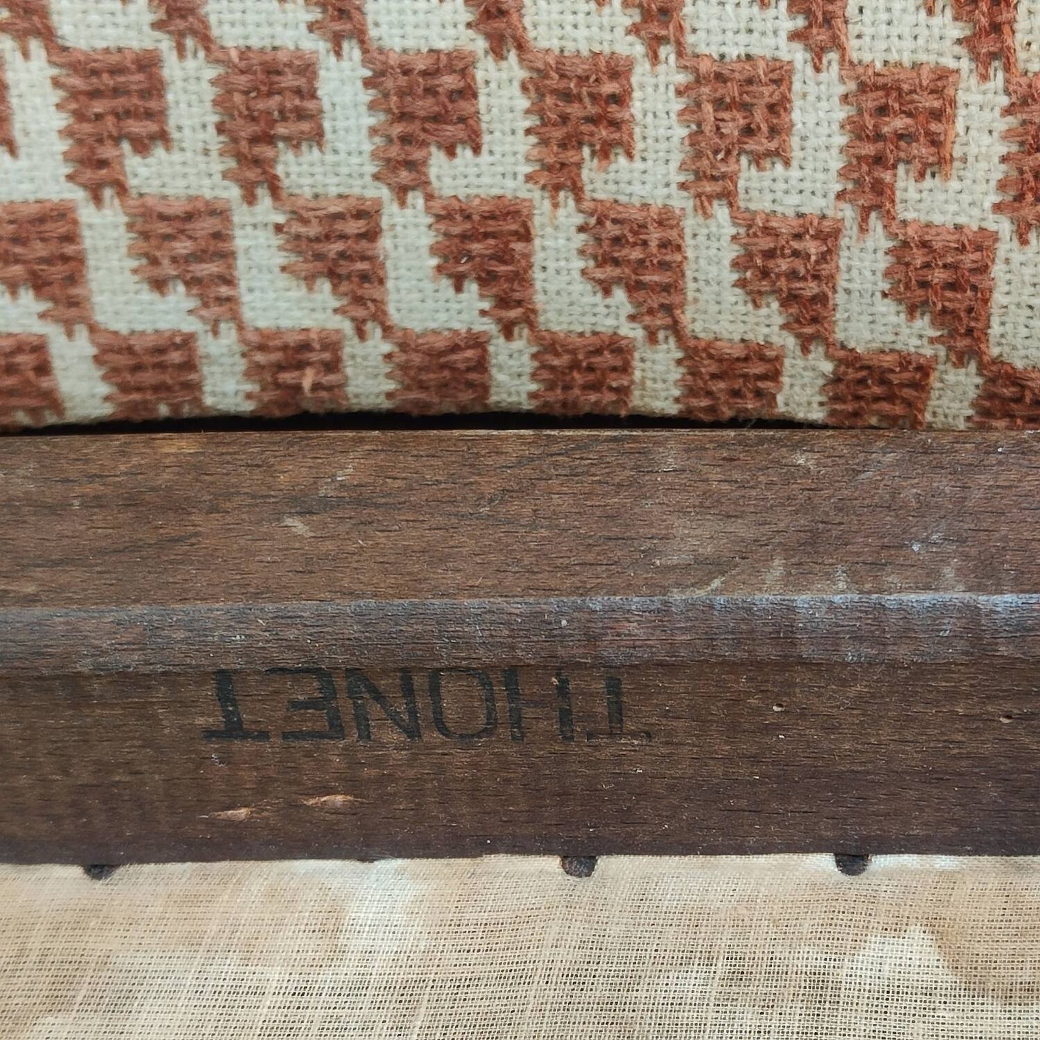 Lot de 4 chaises Thonet art déco 1930, tissu et noyer