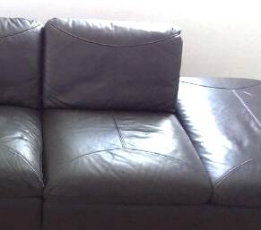 Black leather sofa