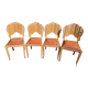 Set of art deco chairs in wood and skaï