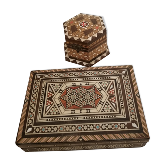 Lot de 2 coffrets oriental en marqueterie.