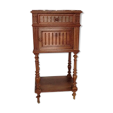 Ancienne table de chevet en bois et plateau marbre