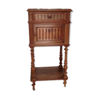 Ancienne table de chevet en bois et plateau marbre