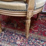 Pair of armchairs medallion Louis XV style, yellow velvet