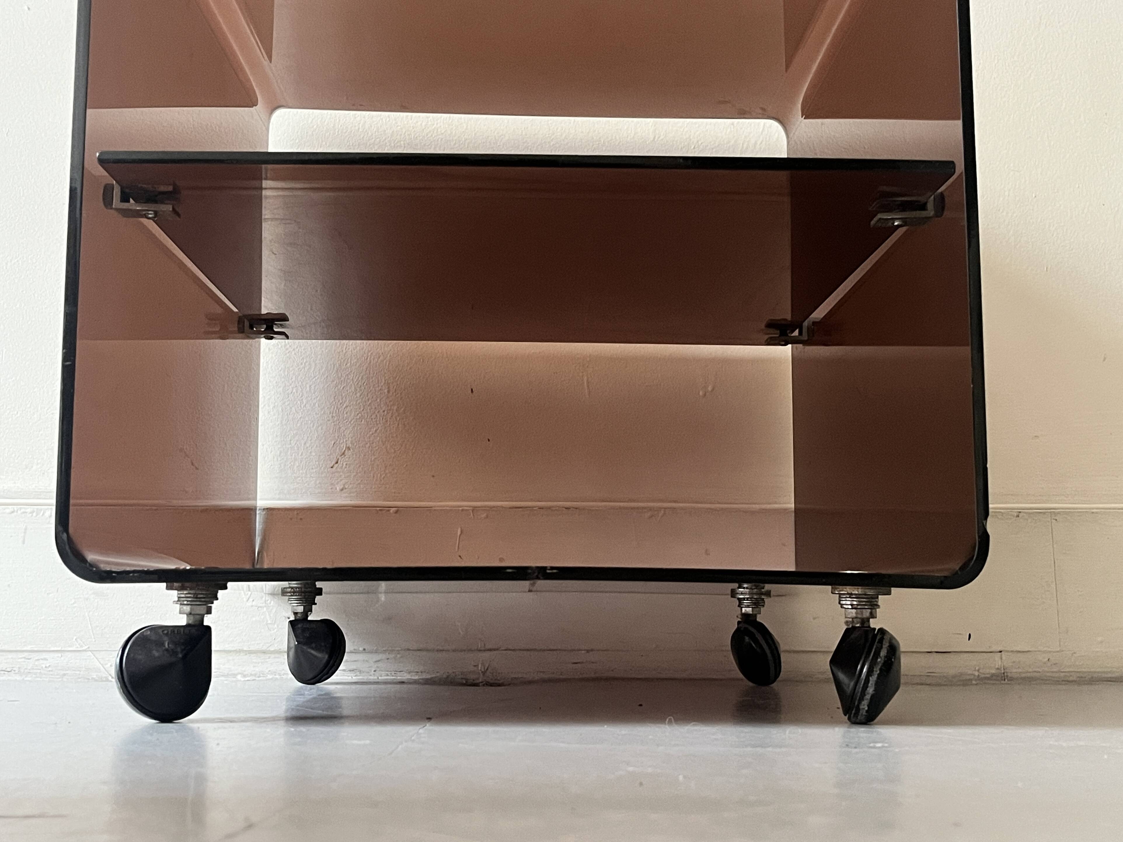 side table / bedside table in smoked plexiglass, Dumas for Roche Bobois 1970